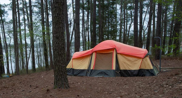 Tenda Nylon Campeggio Vicino Lago Jordan North Carolina — Foto Stock