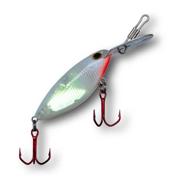 Shadow White Artificial Fishing Crankbait White Red Glowing Belly — Stock Photo, Image