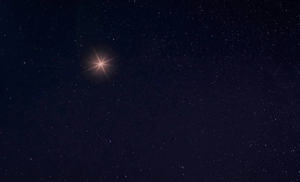 Gwiazda Bożego Narodzenia Wschodząca Gwiaździstą Noc Miejscem Kopię — Zdjęcie stockowe