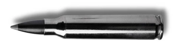 Cartridge 223 Caliber Black Bullet Silver Case Shadow — Stock Photo, Image
