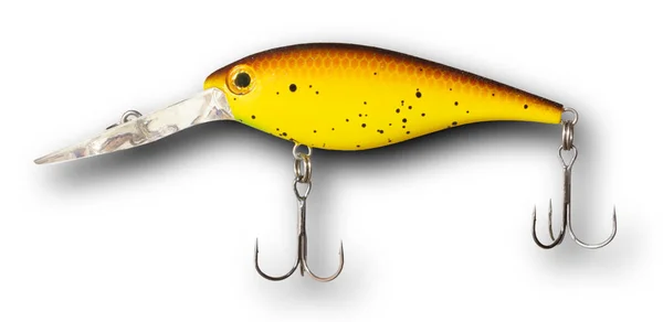 Drop Shadow Artificial Fishing Lure Two Treble Hooks Yellow Belly — Stock Photo, Image