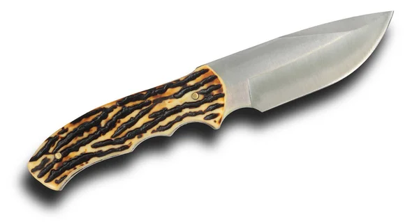 Glänzendes Messer Mit Falschem Hirschgriff Für Draußen Und Überleben Mit — Stockfoto
