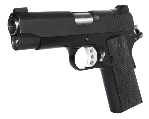 Pistola Semiautomática Negra Oscura Con Gatillo Esqueleto Mira Hierro — Foto de Stock