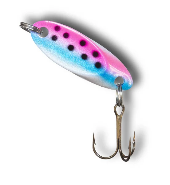 Drop Shadow Artificial Lure Fishing Pink Blue White Spots — Stock Photo, Image