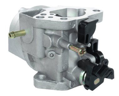 Taşınabilir gaz jeneratörüne takılan bir karbüratörün yan görüntüsü