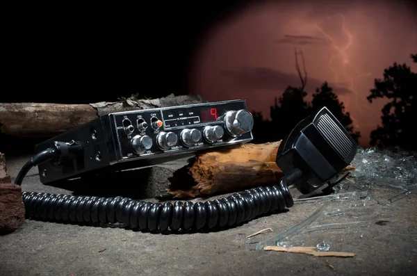 Ham Rádio Ainda Funciona Depois Uma Tempestade Deixou Danos — Fotografia de Stock