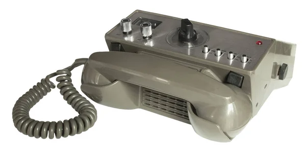 stock image Old telephone style handset on a CB radio with LED transmitting light on top