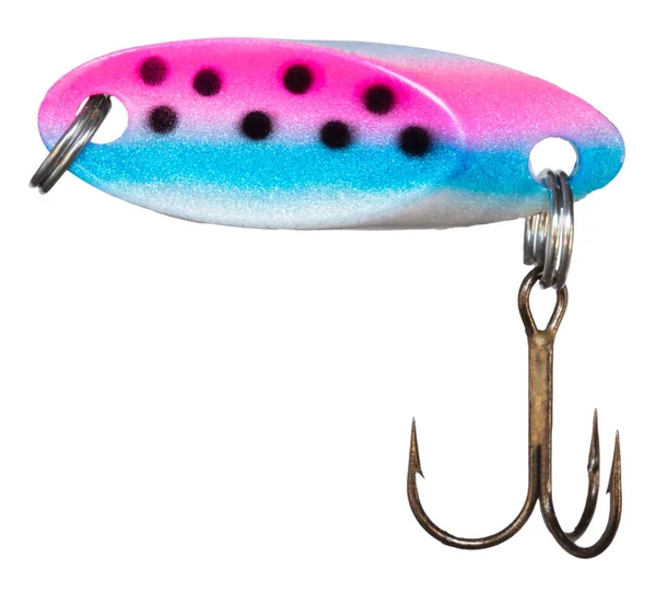 Spots Pink Portions Fishing Lure Also Blue White — Stock Photo, Image
