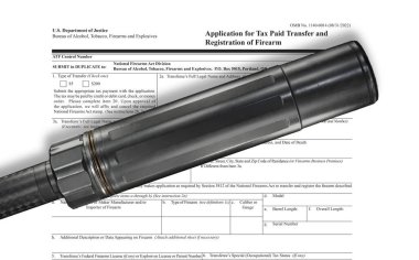 Suppressor casting a shadow across ATF's public domain application form for ownership clipart