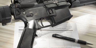 Kamu malı sabıka kaydı kontrol formu ve kalemle AR-15