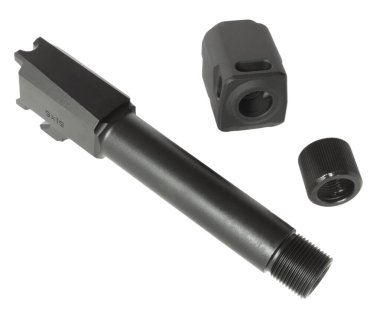 9x19 mm 'lik namlu namlusu ile uyumlu namlu ağzı freni ve iplik koruyucusu..