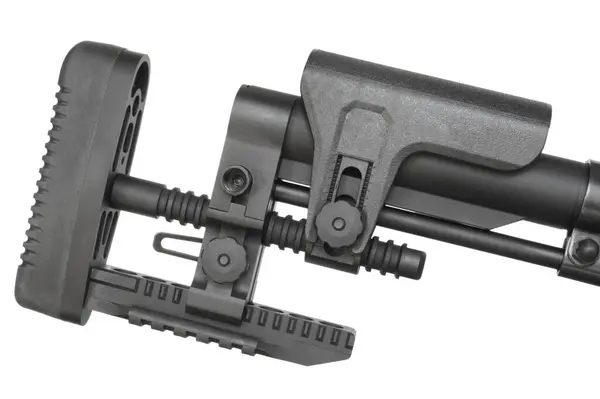 Modern Rifle Stock Has Recoil Pad Can Adjusted Length Pull — Stock Photo, Image