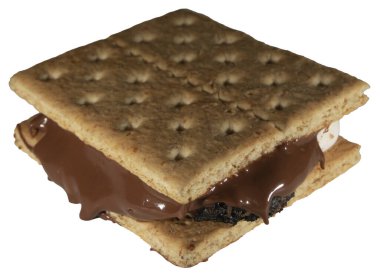 İzole bir arka planda çikolata damlayan yapışkan s 'more.