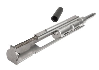 Bir AR-15 'te kullanılan mermileri 5.56' dan .22 'lik tüfeğe çeviren cıvata taşıyıcı gruplar değiştirme kiti.. 