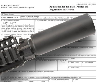 Public domain form to own the silencer on an AR-16 that is above with shadow clipart