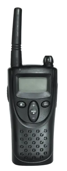 stock image Isolated small and portabel handheld walkie-talkiie with large speaker and LCD display. 