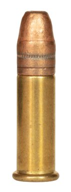 Copper plated bullet on a 22 caliber cartridge that is used in rimfire firearms. clipart