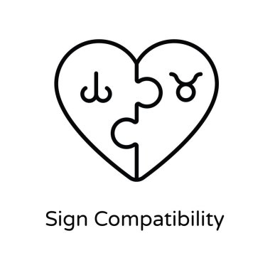 Uyumluluk Vektörü ana hatlarını imzala Simge Tasarımı illüstrasyonunu. Astroloji ve Zodiac Beyaz arkaplan EPS 10 Dosyasında İşaretler Sembolü