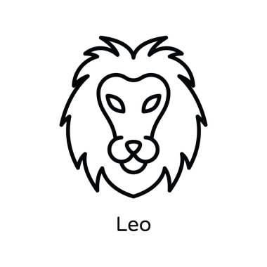 Leo Vector Simge Tasarımı çizimi. Astroloji ve Zodiac Beyaz arkaplan EPS 10 Dosyasında İşaretler Sembolü