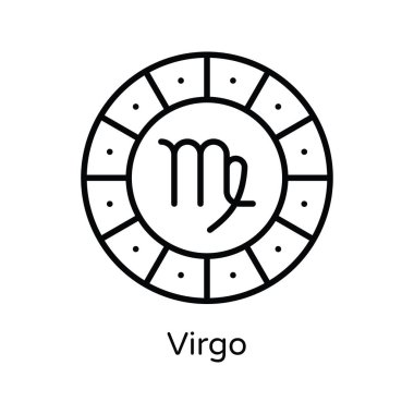 Başak Vektörü ana hatları Simge Tasarımı illüstrasyonu. Astroloji ve Zodiac Beyaz arkaplan EPS 10 Dosyasında İşaretler Sembolü