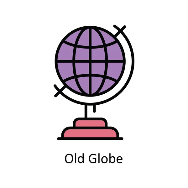 Old Globe Vector Rellenar Esquema Icono Ilustración Diseño Astrología Signos — Archivo Imágenes Vectoriales