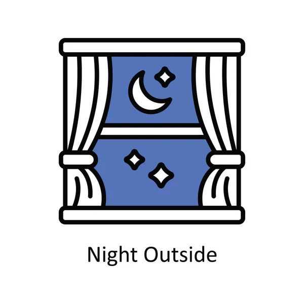 Night Vector Fill Skizziert Icon Design Illustration Astrologie Und Sternzeichen — Stockvektor
