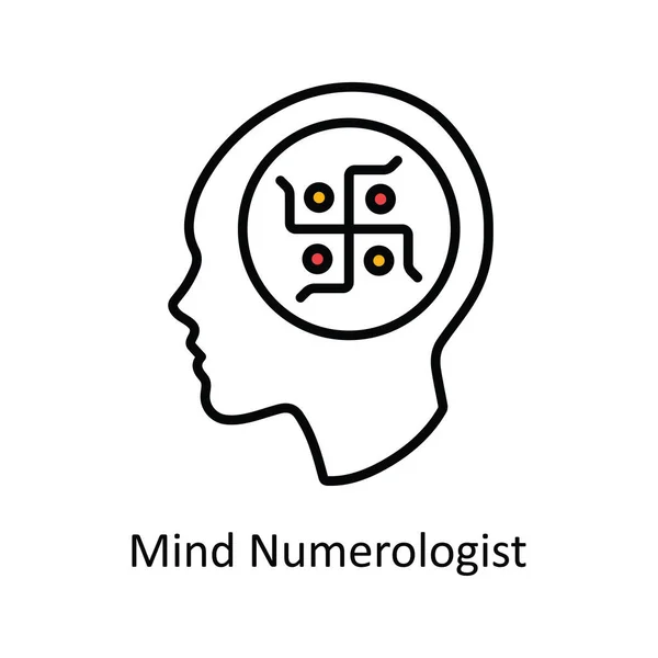 Mind Numerologist Vector Rellenar Esquema Icono Ilustración Diseño Astrología Signos — Vector de stock