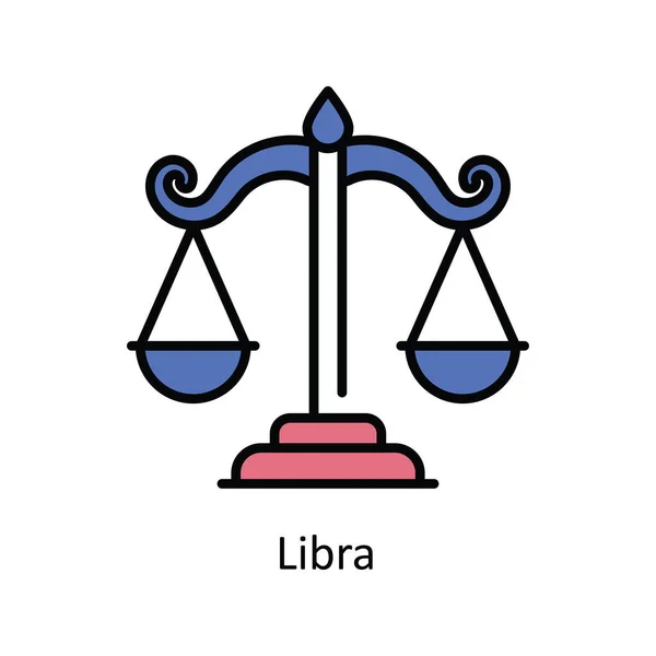 Libra Vector Esboço Preenchimento Icon Design Ilustração Símbolo Sinais Astrologia — Vetor de Stock
