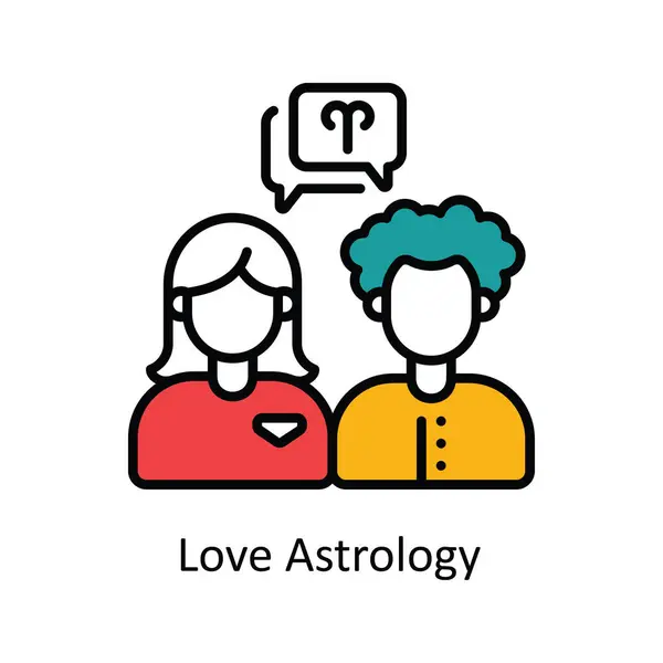 Aşk Astrolojisi Vektör Doldurma Simge Tasarımı Çizimi Astroloji Zodiac Beyaz — Stok Vektör