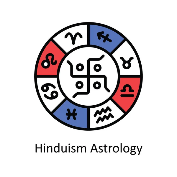 Hinduizm Astroloji Vektörü Simge Tasarımı Illüstrasyonunu Özetleyin Astroloji Zodiac Beyaz — Stok Vektör