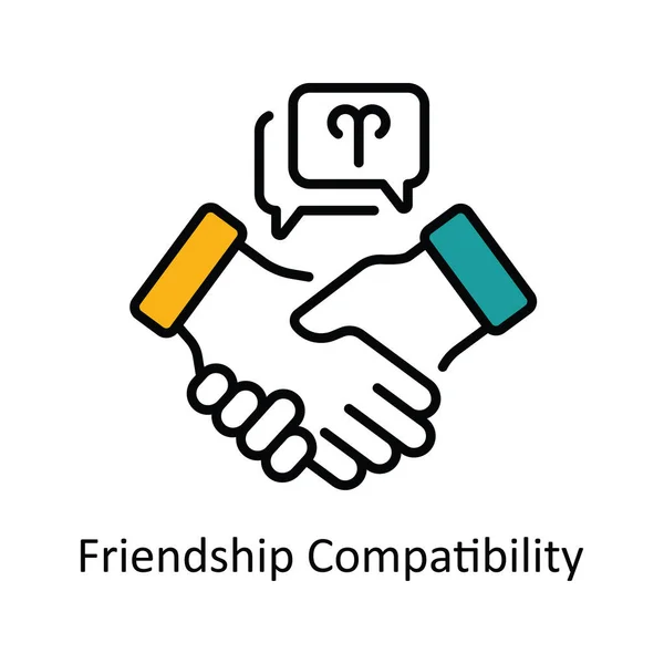 Friendship Compatibility Vector Fill Skizziert Icon Design Illustration Astrologie Und — Stockvektor