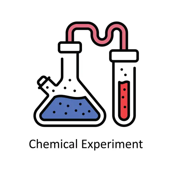 Chemical Experiment Vector Fill Esboço Icon Design Ilustração Símbolo Sinais —  Vetores de Stock
