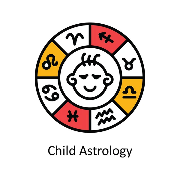 Çocuk Astrolojisi Vektörü Simge Tasarımı Çizimi Astroloji Zodiac Beyaz Arkaplan — Stok Vektör