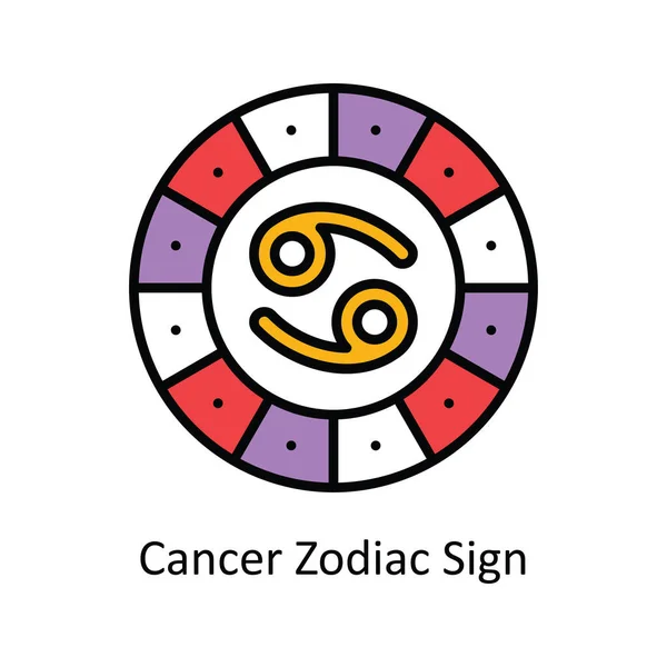 Krebs Sternzeichen Vektor Füllen Umreißen Icon Design Illustration Astrologie Und — Stockvektor
