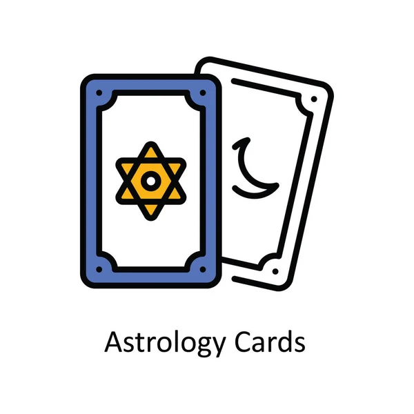 Cartas Astrologia Vector Fill Esboço Icon Design Ilustração Símbolo Sinais — Vetor de Stock