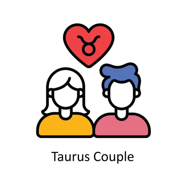 Иллюстрация Taurus Couple Vector Fill Символ Астрологии Знаков Зодиака Белом — стоковый вектор