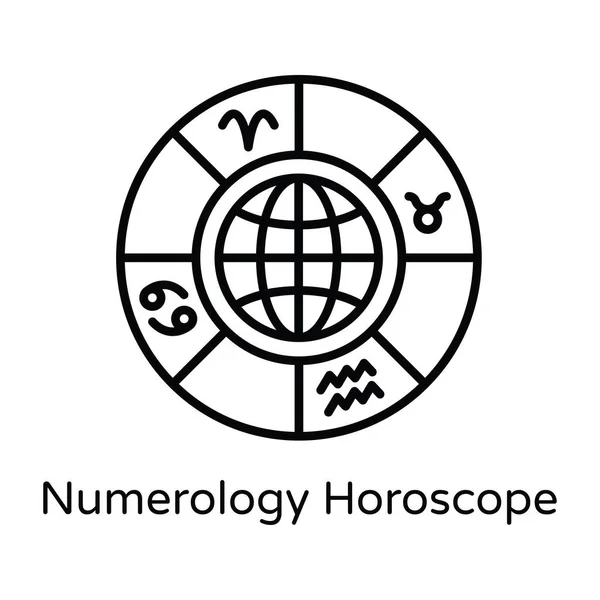 Numeroloji Yıldız Falı Vektörü Ana Hatları Simge Tasarım Çizimi Astroloji — Stok Vektör