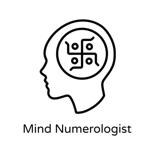 Mind Numerologist Esquema Vectorial Icono Ilustración Diseño Astrología Signos Del — Vector de stock