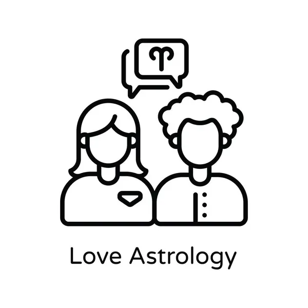 Aşk Astrolojisi Vektörü Ana Hatlarıyla Simge Tasarımı Illüstrasyonu Astroloji Zodiac — Stok Vektör
