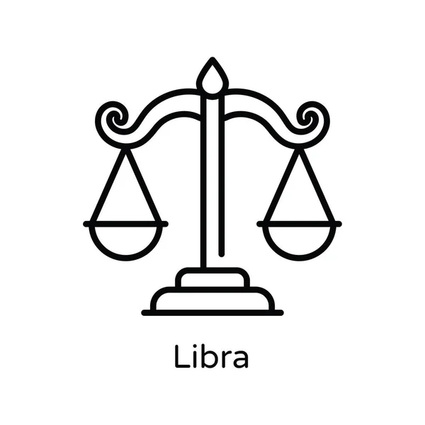 Libra Vector Outline Icon Design Illustration Astrology Zodiac Signs Symbol — Stock Vector