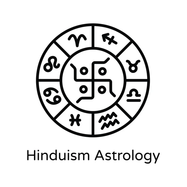 Hinduism Astrology Vector Outline Icon Design Illustration Astrology Zodiac Signs — Stock Vector