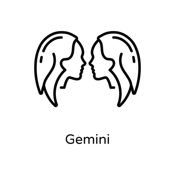 Gemini Vector Outline Icon Design Illustration Astrology Zodiac Signs Symbol — Stock Vector