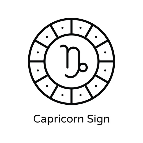 Козерог Знак Векторный Контур Иконка Дизайн Иллюстрации Символ Астрологии Знаков — стоковый вектор