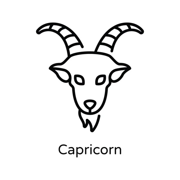 Capricorn Vector Outline Icon Design Illustration Astrology Zodiac Signs Symbol — Stock Vector