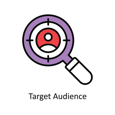 Hedef Seyirci Vektör Doldurma Simge Tasarımı illüstrasyonunu özetle. Beyaz arkaplan EPS 10 Dosyasında Dijital Pazarlama Sembolü