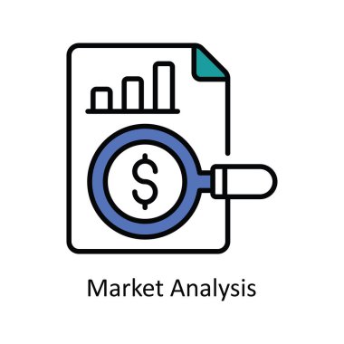 Pazar Analizi Vektörü Doldurma Simge Tasarımı illüstrasyonu. Beyaz arkaplan EPS 10 Dosyasında Dijital Pazarlama Sembolü