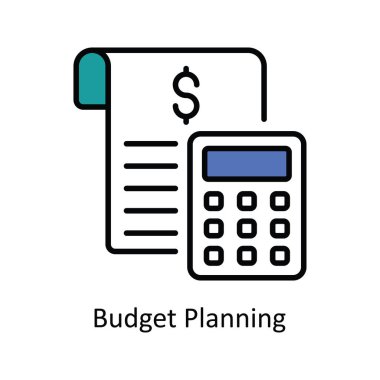 Bütçe Planlama Vektör Doldurma Simge Tasarımı illüstrasyonu. Beyaz arkaplan EPS 10 Dosyasında Dijital Pazarlama Sembolü