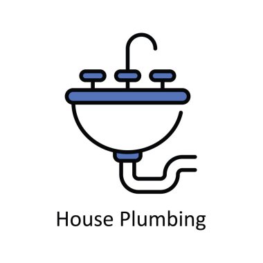 House Plumbing Vector Doldurma Simge Tasarımı illüstrasyonu. Beyaz arkaplan EPS 10 Dosyasında Ev Onarım ve Bakım Sembolü