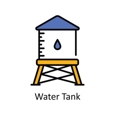 Water Tank Vector Doldurma Simge Tasarımı çizimi. Beyaz arkaplan EPS 10 Dosyasında Ev Onarım ve Bakım Sembolü