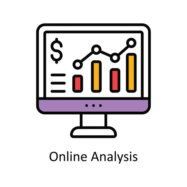 Online Analyse Vektor Fill Skizzieren Icon Design Illustration Digitales Marketing — Stockvektor